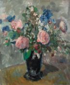 THOMAS DURKIN (1928-1990) OIL ON CANVAS Still Life-vase of flowers Signed 24? x 20? (61cm x 50.