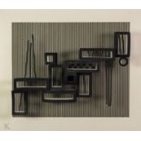 PIERRE NOEL MARTIN (1951-2006) MIXED MEDIA MOUNTED ON BOARD ?Vibra?, Abstract black and white