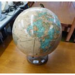 'CRAMS IMPERIAL WORLD GLOBE' MODERN TERRESTRIAL GLOBE ON GILT METAL SUPPORTS AND TURNED OAK BASE,