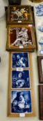 LEIBERMANN POTTERY, SET OF SIX MODERN TILES DEPICTING SIX SIGNS OF THE ZODIAC WITH TITLES, 6" SQUARE