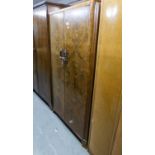 A GENTS 1930's ART DECO FIGURED WALNUTWOOD SEMI-FITTED WARDROBE