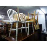 A PAIR OF WHITE PAINTED HOOP BACK CHAIRS, AND A PAIR OF 1960's CHAIRS (4)