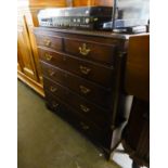 A VICTORIAN OAK CHEST OF TWO SHORT OVER FOUR LONG DRAWERS