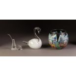 MODERN CENTRAL EUROPEAN GLASS GLOBULAR BOWL, printed with a street scene, 3 ½? (8.9cm) high,