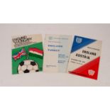 THREE ENGLAND UNDER 23s PROGRAMMES, v Turkey Ewood Park 1966, v Austria Boothferry Park Hull 1967,