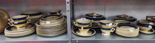 A BURLEIGH WARE 'ZENITH' DINNER AND TEA WARES, TWO TUREENS AND COVERS, ANOTHER TUREEN (LACKING