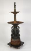 CAST IRON TWO TIER GARDEN WATER FOUNTAIN, comprising of two graduated bowls supported by three birds