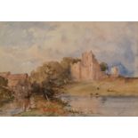 C. R. YATES (Late 19th Century) WATERCOLOUR DRAWING Landscape with castle ruins Signed lower right 9