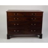 GEORGE III MAHOGANY CHEST OF DRAWERS, the moulded oblong top above two short and three long,