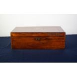 VICTORIAN MAHOGANY PORTABLE WRITING OR LAP BOX, the top inlet with brass tablet inscribed H.C.