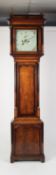 EIGHTEENTH CENTURY PENWORK AND MAHOGANY CROSSBANDED OAK LONGCASE CLOCK SIGNED THO(MA)S BENBOW,