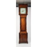 EIGHTEENTH CENTURY PENWORK AND MAHOGANY CROSSBANDED OAK LONGCASE CLOCK SIGNED THO(MA)S BENBOW,