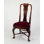 QUEEN ANNE PERIOD, PROBABLY BLACK WALNUT (juglans nigra) SINGLE DINING CHAIR with rounded uprights