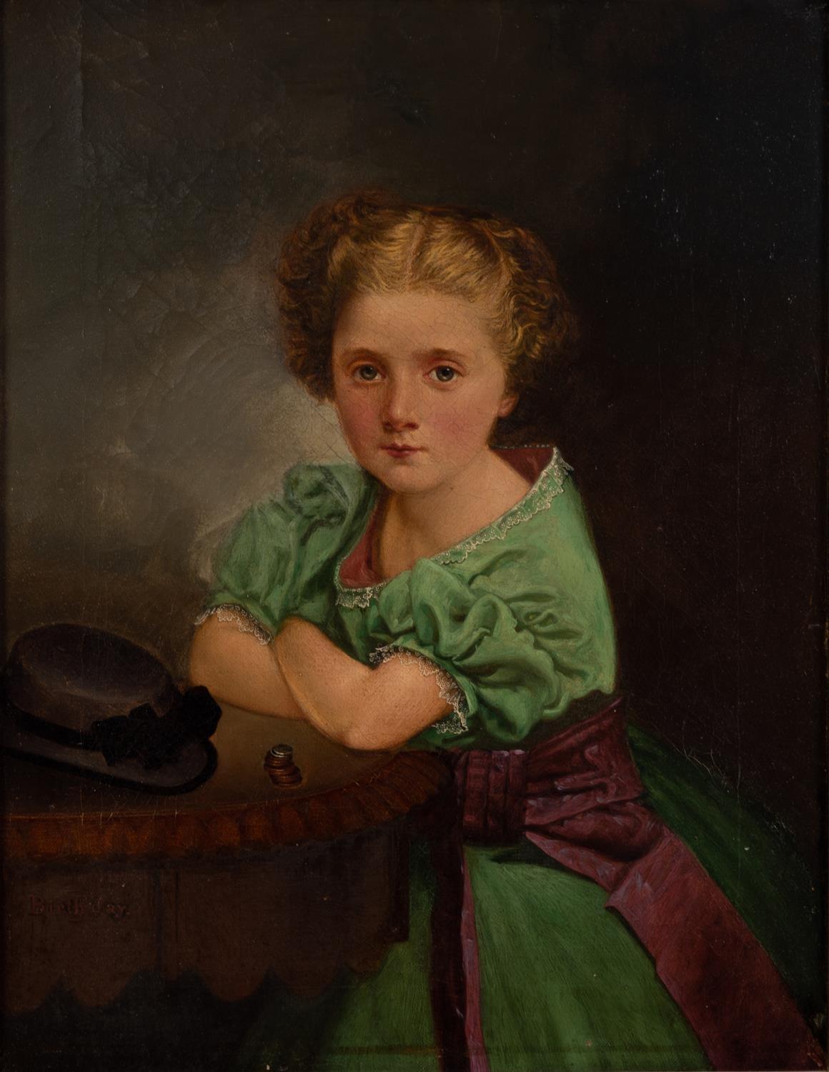 BRITISH SCHOOL (Late 19th Century) OIL PAINTING ON CANVAS 'Birthday', a young lady seated at a table