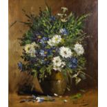 UNATTRIBUTED (MODERN) OIL ON CANVAS Still Life-vase of flowers Indistinctly signed 17 ½? x 14 ½? (