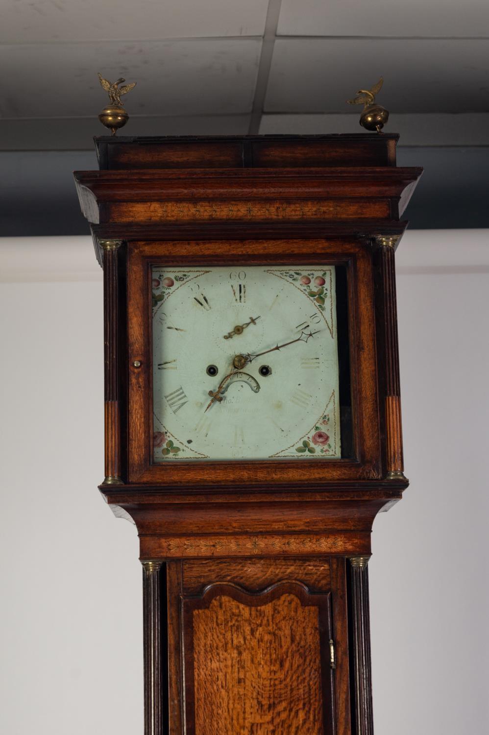 EIGHTEENTH CENTURY PENWORK AND MAHOGANY CROSSBANDED OAK LONGCASE CLOCK SIGNED THO(MA)S BENBOW, - Image 2 of 2