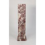 SOLID ROJO LEVANTE MARBLE PLINTH, of oblong form, with square base, 39 ½? (100.3cm) high overall,