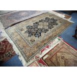 FINELY KNOTTED PAKISTAN 'KASHAN' PATTERN RUG with quatrefoil petal pattern medallion with pendants