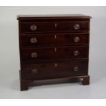 EARLY NINETEENTH CENTURY MAHOGANY CHEST OF DRAWERS, the moulded oblong top above four long,