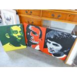 J. BOULT (MODERN) OIL PAINTING ON CANVAS George Best and Eric Cantona Signed 19 ¾? x 31 ½? AND