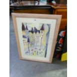 UNATTRIBUTED (MODERN) WATERCOLOUR DRAWING Continental town scene with buildings and figures with