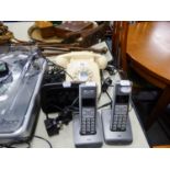 PAIR OF BT SYERGY 6500 QUAD ADDITONAL HANDSETS WITH CHARGING DOCKS, AND  A BT HOME HUB 3.0