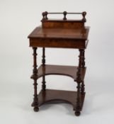 VICTORIAN LINE INLAID AND FIGURED WALNUT DAVENPORT STYLE DESK, the oblong stationery box with
