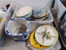 RIDGWAY FLORAL BORDER MEAT PLATE, TWO OTHER MEAT PLATES, ROYAL DOULTON 'QUEEN ELIZABETH AT OLD