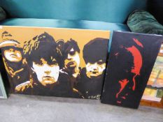 J. BOULT (MODERN) OIL ON CANVAS The Stone Roses Signed and dated (20)08 inscribed and signed verso