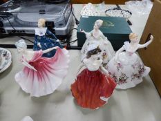 FOUR ROYAL DOULTON PEGGY DAVIES DESIGN CRINOLINE FIGURES AND ANOTHER (5)