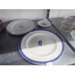 PAIR OF ?DIDSBURY PARISH CHURCH? POTTERY DINNER PLATES, blue printed with slender border, 10 ¼? (