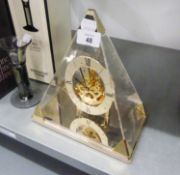 A SEIKO TRIANGLE QUARTZ PYRAMID SKELETON MANTEL CLOCK, BATTERY OPERATED