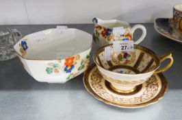 1930's ROYAL DOULTON CHINA FLORAL DECORATED MILK JUG AND SUGAR BASIN, PARAGON CHINA CABINET CUP