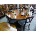 A VICTORIAN MAHOGANY CIRCULAR BREAKFAST TABLE, WITH HEXAGONAL CENTRAL COLUMN, RAISED ON THREE BUN