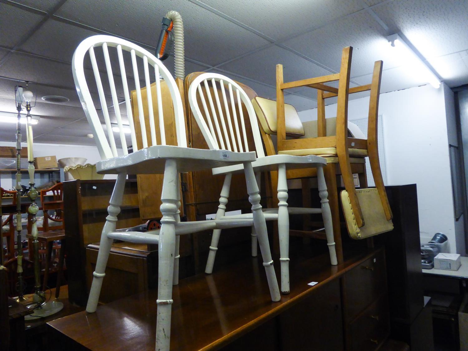 A PAIR OF WHITE PAINTED HOOP BACK CHAIRS, AND A PAIR OF 1960's CHAIRS (4)