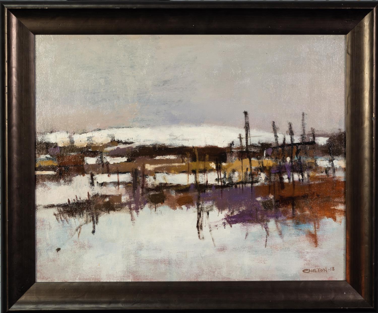 GEOFF CHILTON (MODERN) OIL ON CANVAS ?Langtoft Allotments? Signed, titled to label verso 15 ½? x - Image 2 of 2