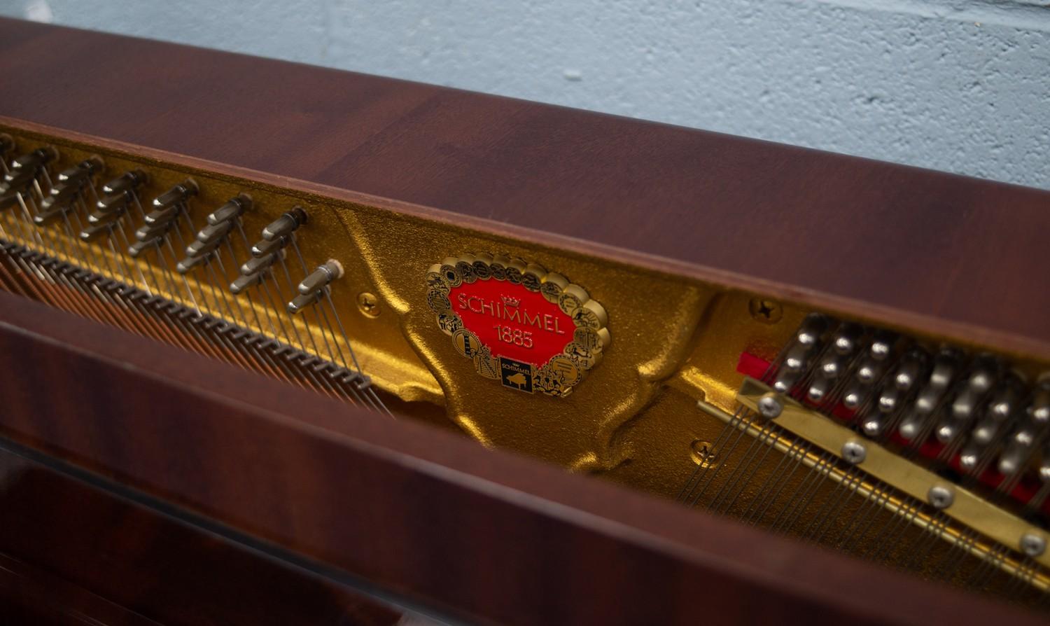 SCHIMMEL 'EMPIRE' MODEL GERMAN UPRIGHT PIANOFORTE, in high gloss figured mahogany rectilinear - Image 5 of 9