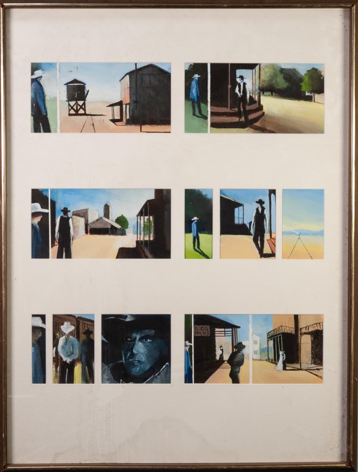 COLIN JELLICOE (1942 - 2018) COLLAGE OF TEN ACRYLIC PAINTINGS ON PAPER ?CJ Remembers High Noon?, - Image 2 of 2