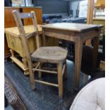 VINTAGE OAK CHILD'S SCHOOL DESK AND A CHILD'S SINGLE CHAIR (2)