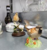 TWO ROYAL WORCESTER CHINA MODELS OF A ROBIN AND A SPARROW; A COALPORT CHINA EGG SHAPED BOX AND COVER