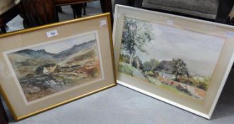 NORMA B. CLARKE, WATERCOLOUR DRAWINGREMOTE MOUNTAIN SIDE FARM SIGNED,  9 1/4" X 13" (23.5cm x