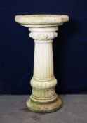 A LARGE HADDONSTONE COLUMN BIRD BATH WITH OCTAGONAL SHAPED BOWL (88cm high)