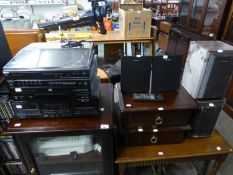 SONY STACKING STEREO SYSTEM WITH RECORD TURNTABLE AND TRANSFORMER AND SIX SPEAKERS