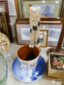 POOLE POTTERY BUCKET SHAPED JARDINIÈRE; DELFT BLUE AND WHITE PLAQUE WITH WINDMILLS AND A