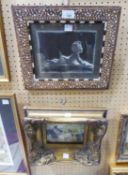 EARLY TWENTIETH CENTURY MIDDLE EASTERN BONE AND EBONY INLAID HARDWOOD PICTURE FRAME, TRAILING