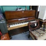 CRANE & SONS, UPRIGHT PIANOFORTE, with wood frame and straight string, in mahogany case, 53" wide,