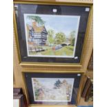 AFTER DREMOTT, PAIR OF COLOUR PRINTS OF WATERCOLOUR DRAWINGS, 'WORSLEY COURTHOUSE', AND 'NETHER