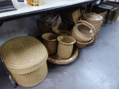 'MADE IN HOLLAND', LARGE OVAL BASKET WOVEN RAFFIA  OVAL  DEEP BOX AND COVER, 19" LONG, 14" HIGH;