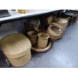 'MADE IN HOLLAND', LARGE OVAL BASKET WOVEN RAFFIA  OVAL  DEEP BOX AND COVER, 19" LONG, 14" HIGH;