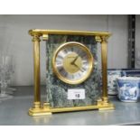 LONDON CLOCK  CO. QUARTZ MANTEL CLOCK WITH GILT BRASS CASE, WITH SIDE COLUMNS